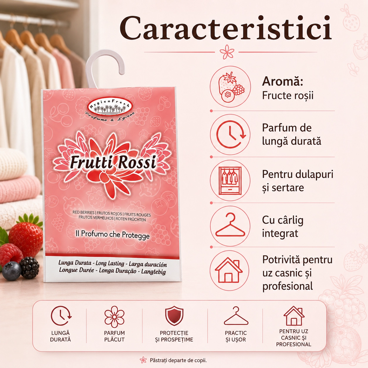 Săculeț parfumat cu agățătoare Fructe Roșii